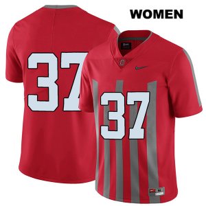 Women's NCAA Ohio State Buckeyes Trayvon Wilburn #37 College Stitched Elite No Name Authentic Nike Red Football Jersey GI20R40GX